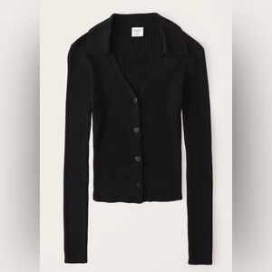 Abercrombie Black Ribbed Cardigan Sweater